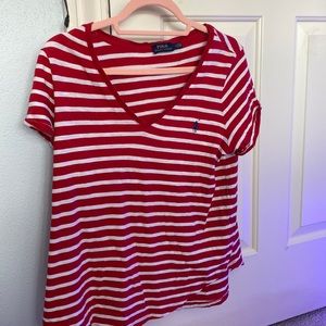 Red and white striped polo Ralph Lauren top